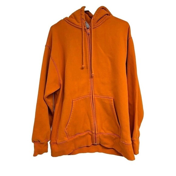 Aritzia Tna COZYAF FLEECE Full-Zip Sweatshirt Hoodie Orange Women’s Size 2 EUC - Picture 2 of 11